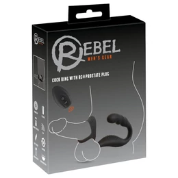 Rebel - prosztata vibrátor pénisz-és heregyűrűvel (fekete)