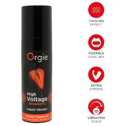 Orgie High Voltage - folyékony vibrátor - eper (15ml)
