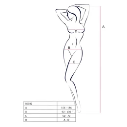 Passion BS032 - hálós nyitott necc overál (piros) - S-L