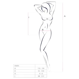 Passion BS035 - vállpántos, nyitott necc body (fehér) - S-L