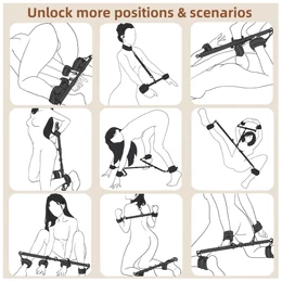 Lonely - állítható terpesztő rúd és bilincsek (fekete)