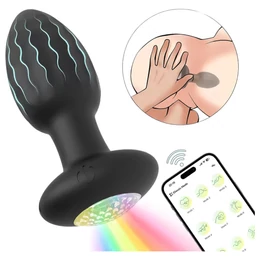 Okos, világító anál plug (fekete)