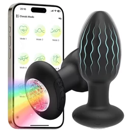 Okos, világító anál plug (fekete)