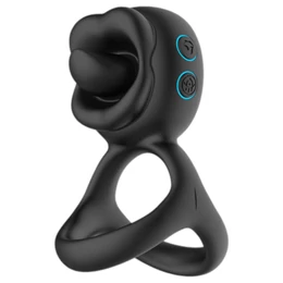 Biu-Biu - péniszgyűrű és nyaló csiklóvibrátor (fekete)