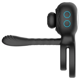 Biu-Biu - péniszgyűrű és párvibrátor (fekete)