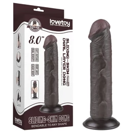 Lovetoy Sliding-Skin - tapadókorongos kétrétegű dildó - 20cm (barna)