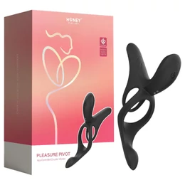 Honey Play Box Pleasure Pivot - okos vibrációs pénisz- és heregyűrű (fekete)