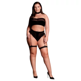 Le Désir Plus Size - 3 részes fehérnemű szett - fekete (XL-4XL)