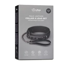 Easytoys - fétis nyakörv és póráz (fekete)