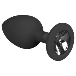 Easytoys Diamond - fehér köves anál plug (kicsi) - fekete