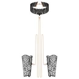 Rosy Gold - nyakörv és csukló bilincs (fekete)