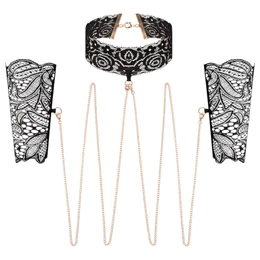 Rosy Gold - nyakörv és csukló bilincs (fekete)