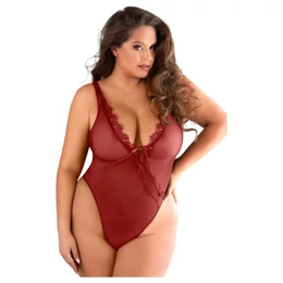 Allure - csipkés, nyitott body (piros)