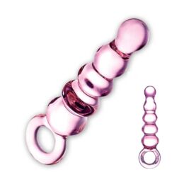 GLAS - üveg anál gyöngysor dildó (pink)