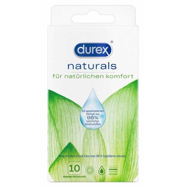 Durex Naturals - vékony óvszer vízalapú síkosítóval (10db)