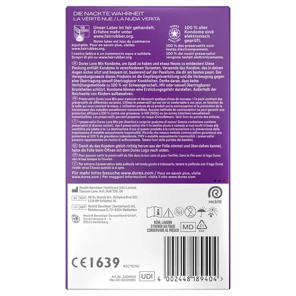 Durex Love Mix - óvszer csomag (18db)