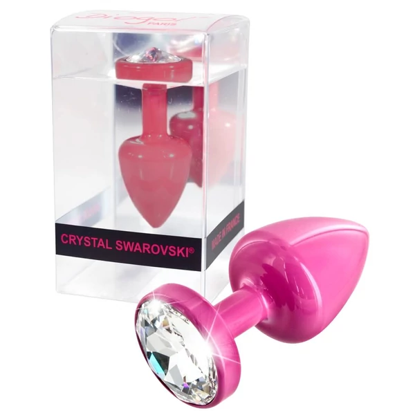 DIOGOL Anni - fehér köves análkúp - pink (2,5cm)