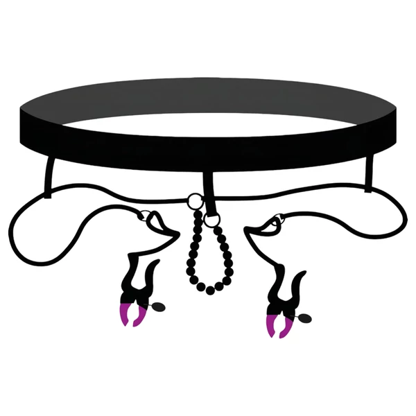 Bad Kitty - intim széthúzó csipesz alsóval - lila-fekete (S-L)