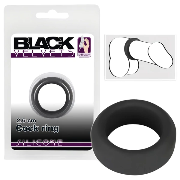 Black Velvets - vastagfalú péniszgyűrű (2,6cm) - fekete