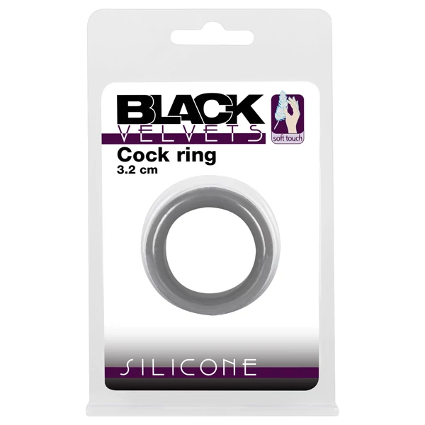 Black Velvets - vastagfalú péniszgyűrű (3,2cm) - fekete