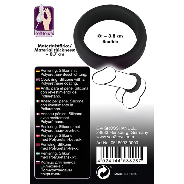 Black Velvets - vastagfalú péniszgyűrű (3,8cm) - fekete