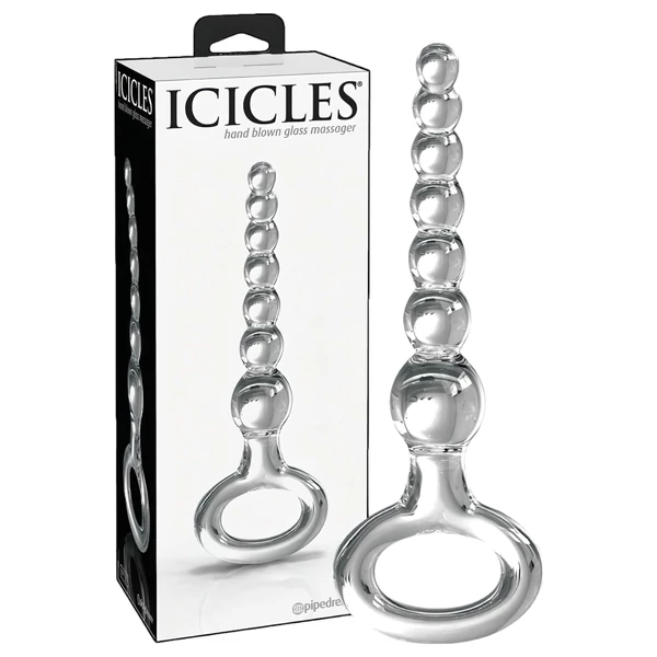 Icicles No. 67 - gömbös üveg dildó (átlátszó)