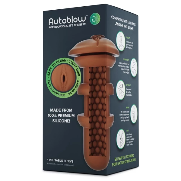 Autoblow A.I. - szilikon pótbetét - vagina (barna)