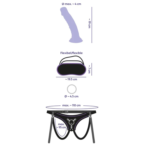 You2Toys Strap-on - felcsatolható dildó (fekete-lila)