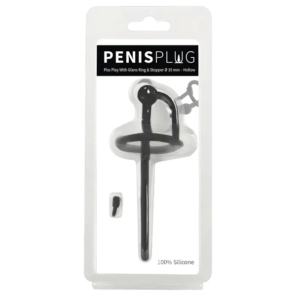 Penisplug - szilikon dilátor makkgyűrűvel (0,6mm) - fekete