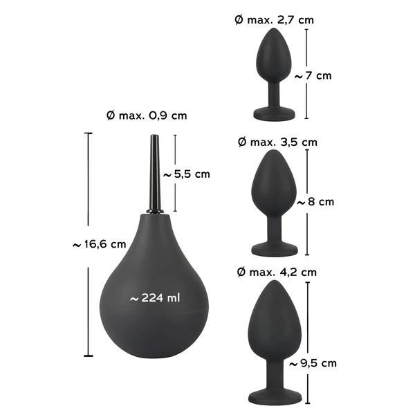 Black Velvets - anál plug szett (4 részes) - fekete