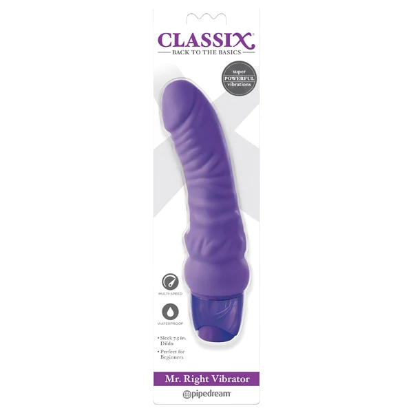 Classix Mr. Right - kezdő, péniszes szilikon vibrátor (lila)