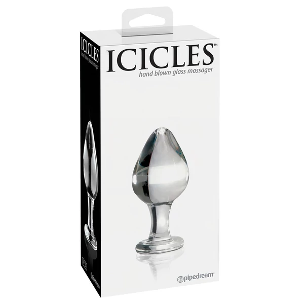 Icicles No. 25 - kúpos, üveg anál plug (átlátszó)
