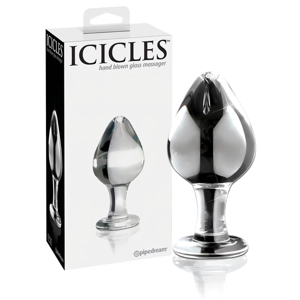 Icicles No. 25 - kúpos, üveg anál plug (átlátszó)