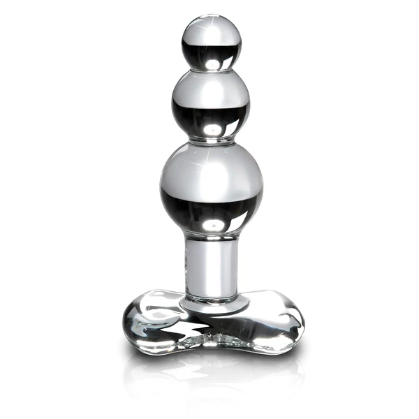 Icicles No. 47 - tripla gyöngyös, üveg anál plug (átlátszó)