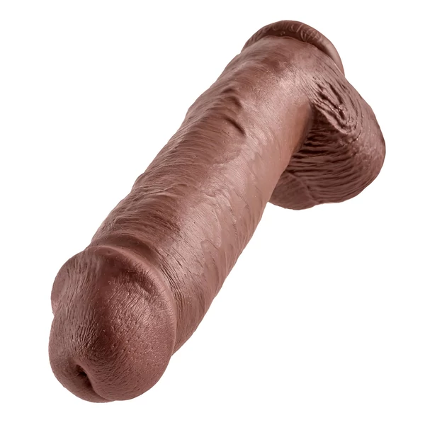 King Cock 11 - nagy tapadókorongos, herés dildó (28cm) - barna