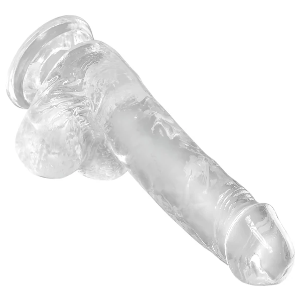 King Cock Clear 6 - tapadókorongos, herés kis dildó (15cm)