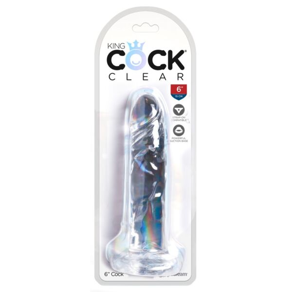 King Cock Clear 6 - tapadótalpas dildó (15cm)
