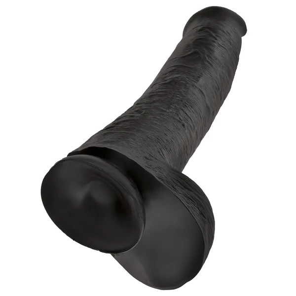 King Cock 15 - tapadókorongos, herés dildó (38cm) - fekete