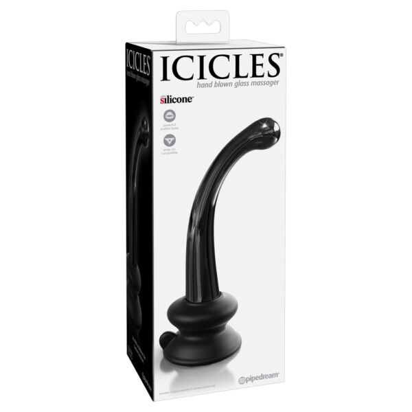 Icicles No. 87 - G+P-pont üveg dildó (fekete)