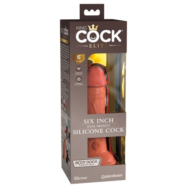 King Cock Elite 6 - tapadótalpas, élethű dildó (15cm) - sötét