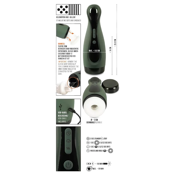 Rebel 2 Function - akkus, szívó-rezgő maszturbátor