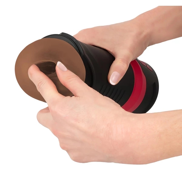 WYNE 04 - akkus, rezgő-szívó maszturbátor (barna)