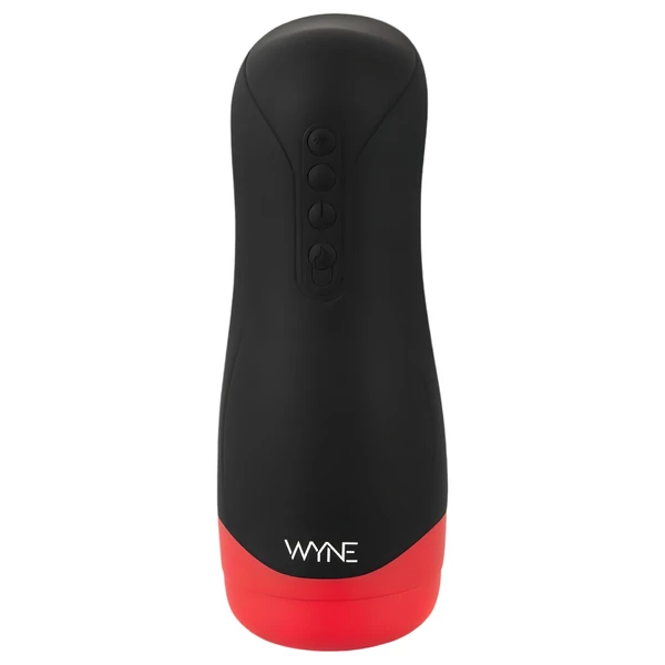 WYNE 01 - akkus, rezgő-szívó, melegítő maszturbátor (fekete)