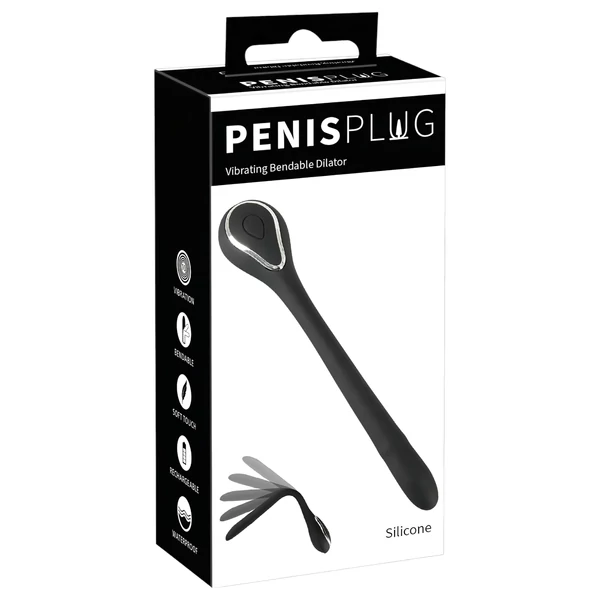 Penis Plug Dilator - akkus, vibrációs dilátor (1,1cm) - fekete