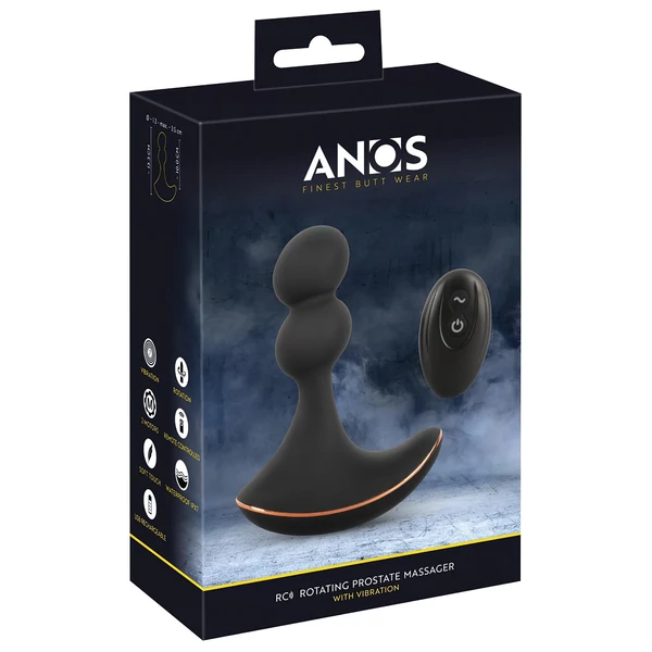 ANOS - 2 motoros forgó anál vibrátor (fekete)