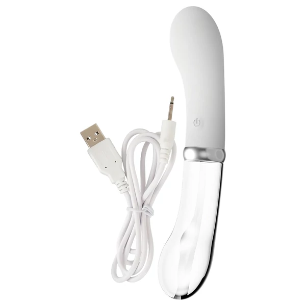 You2toys Liaison - szilikon-üveg LED vibrátor (átlátszó-fehér)