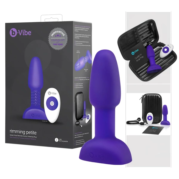 b-Vibe Rimming - forgó gyöngyös anál vibrátor (lila)