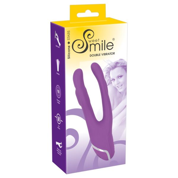 SMILE Double - kétágú szilikon vibrátor (lila)
