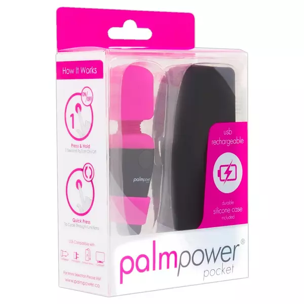 PalmPower Pocket Wand - mini masszírozó vibrátor (pink-fekete)