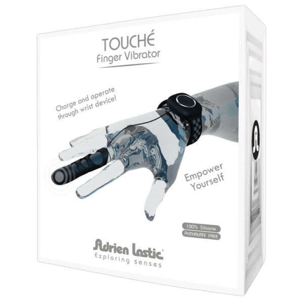  Adrien Lastic Touché - akkus ujjvibrátor csuklópánttal (fekete)